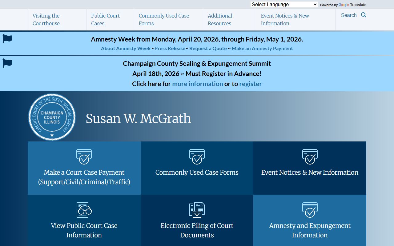 Champaign County Circuit Clerk website for criminal records in Urbana Illinois