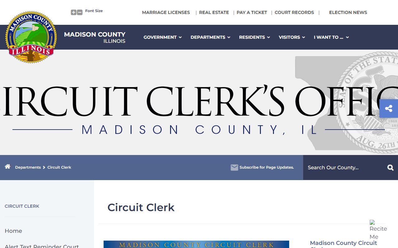 Madison County Circuit Clerk website for criminal records in Edwardsville Illinois