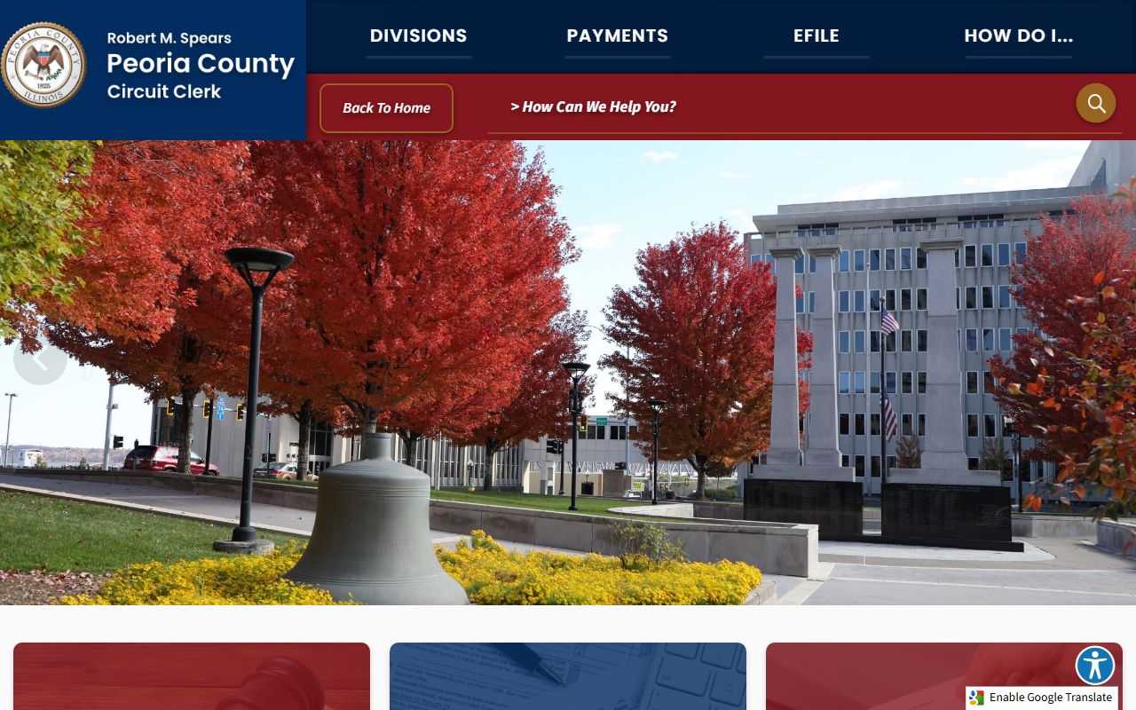 Peoria County Circuit Clerk homepage for criminal records