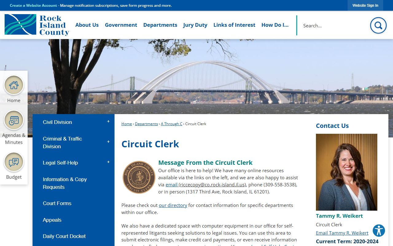Rock Island County Circuit Clerk page for criminal records