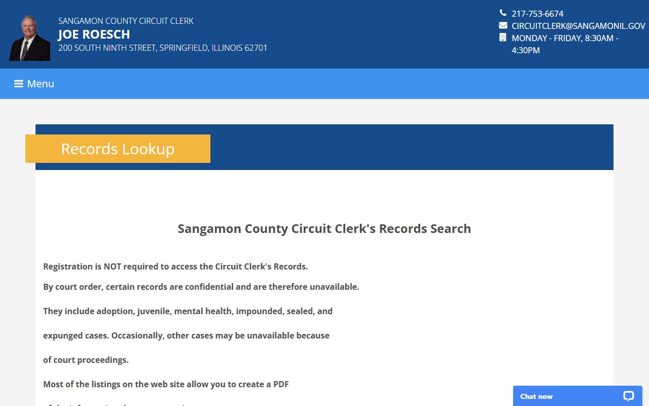 Sangamon County records search portal for criminal records lookup