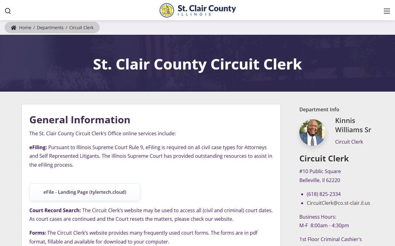 St. Clair County Circuit Clerk website for criminal records in Belleville Illinois