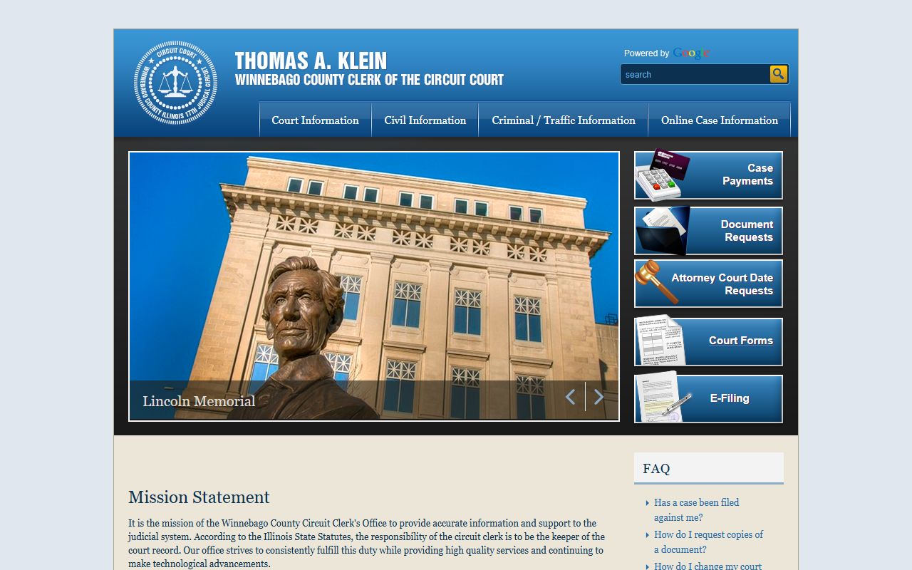 Winnebago County Circuit Clerk website for criminal records in Illinois