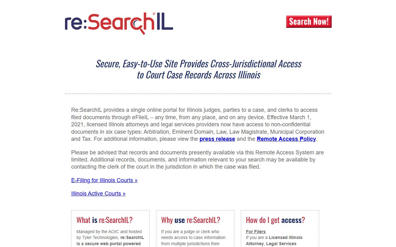 re:SearchIL statewide court records portal for Illinois criminal records