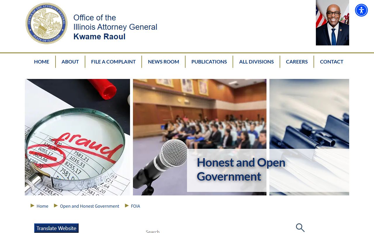 Illinois Attorney General FOIA information page for criminal records access